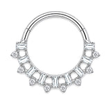 Pack of 5 – ASTM F136 Titanium Segment Ring – Natural Titanium Spike, Marquise & Art Deco Crystals