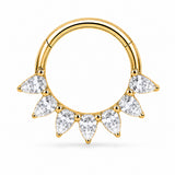 Pack of 5 – ASTM F136 Titanium Segment Ring – 18K Gold Plated Celestial, Sunray & Pavé Crystals