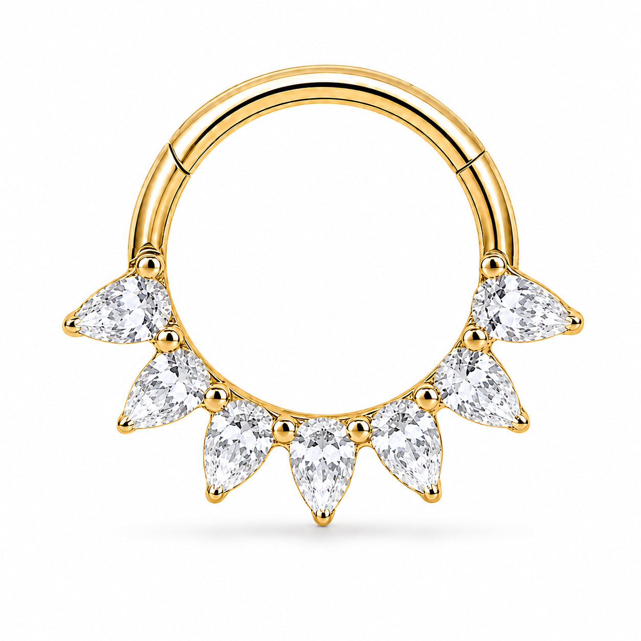Pack of 5 – ASTM F136 Titanium Segment Ring – 18K Gold Plated Celestial, Sunray & Pavé Crystals
