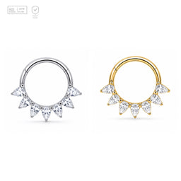 Pack of 5 – ASTM F136 Titanium Segment Ring – Trillion Petal Crown – Natural Titanium / 18K Gold Plated – Natural Titanium and 18K Gold Plated – G23 ASTM F-136 Implant Grade