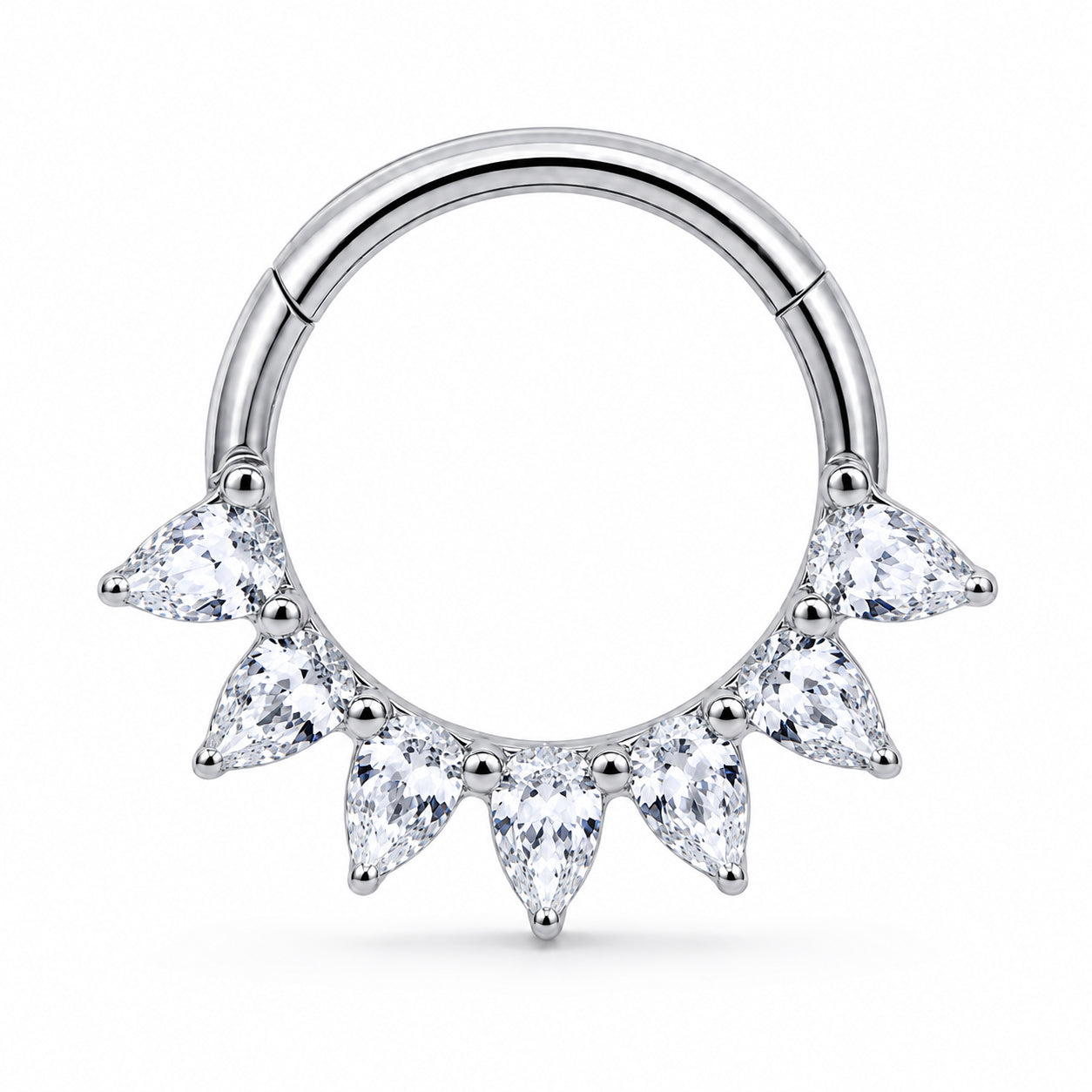 Pack of 5 – ASTM F136 Titanium Segment Ring – Natural Titanium Celestial, Sunray & Pavé Crystals