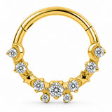 Pack of 5 – ASTM F136 Titanium Segment Ring – 18K Gold Plated Celestial, Sunray & Pavé Crystals