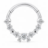 Pack of 5 – ASTM F136 Titanium Segment Ring – Natural Titanium Celestial, Sunray & Pavé Crystals