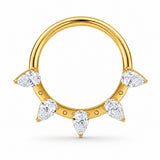 Pack of 5 – ASTM F136 Titanium Segment Ring – 18K Gold Plated Celestial, Sunray & Pavé Crystals