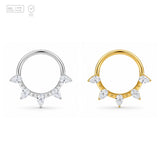 Pack of 5 – ASTM F136 Titanium Segment Ring – Trillion Studded Arc – Natural Titanium / 18K Gold Plated – Natural Titanium and 18K Gold Plated – G23 ASTM F-136 Implant Grade