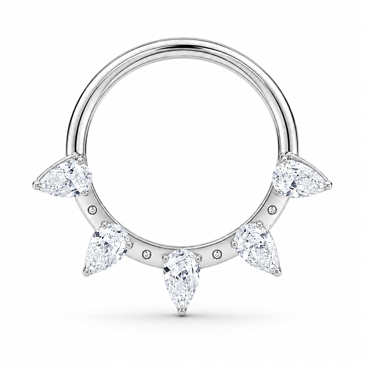 Pack of 5 – ASTM F136 Titanium Segment Ring – Natural Titanium Celestial, Sunray & Pavé Crystals