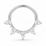Pack of 5 – ASTM F136 Titanium Segment Ring – Natural Titanium Celestial, Sunray & Pavé Crystals