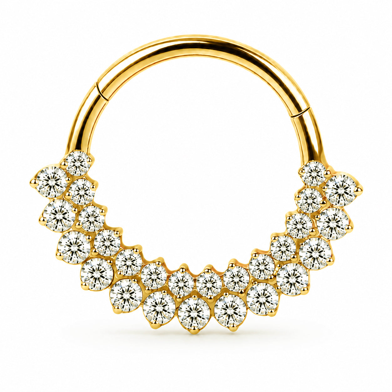 Pack of 5 – ASTM F136 Titanium Segment Ring – 18K Gold Plated Celestial, Sunray & Pavé Crystals