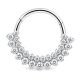 Pack of 5 – ASTM F136 Titanium Segment Ring – Natural Titanium Celestial, Sunray & Pavé Crystals