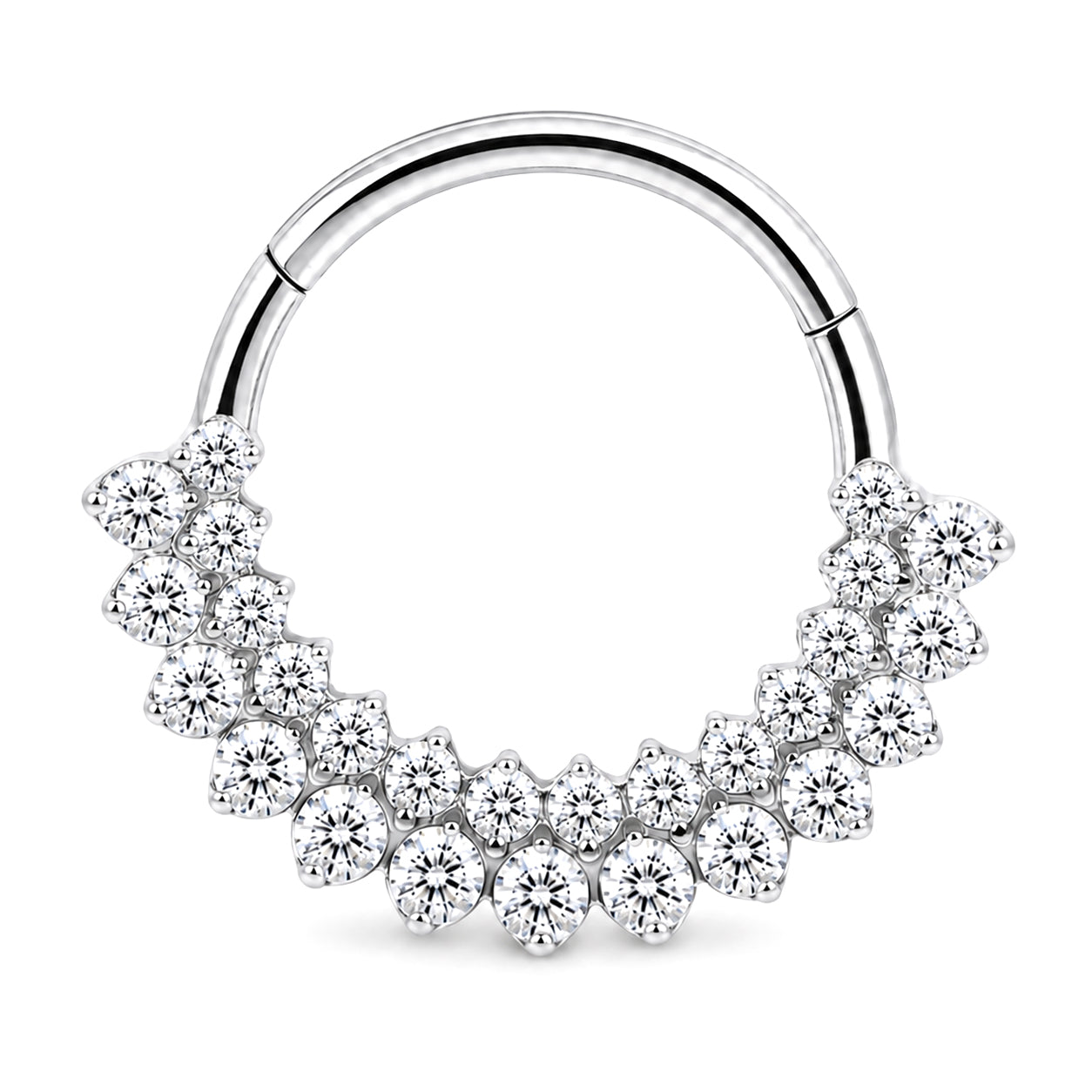Pack of 5 – ASTM F136 Titanium Segment Ring – Natural Titanium Celestial, Sunray & Pavé Crystals