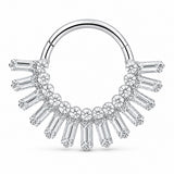 Pack of 5 – ASTM F136 Titanium Segment Ring – Natural Titanium Celestial, Sunray & Pavé Crystals