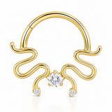 Pack of 5 – ASTM F136 Titanium Segment Ring – 18K Gold Plated Celestial, Sunray & Pavé Crystals