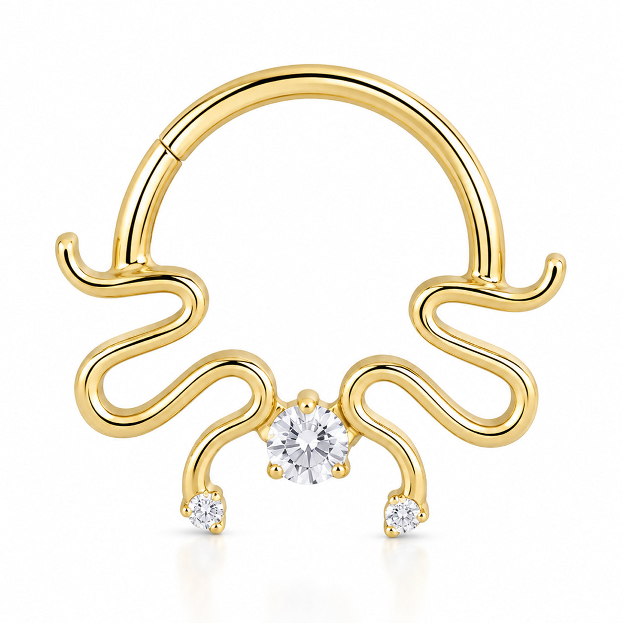 Pack of 5 – ASTM F136 Titanium Segment Ring – 18K Gold Plated Celestial, Sunray & Pavé Crystals