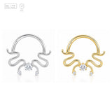 Pack of 5 – ASTM F136 Titanium Segment Ring – Scrollwork Solitaire – Natural Titanium / 18K Gold Plated – Natural Titanium and 18K Gold Plated – G23 ASTM F-136 Implant Grade