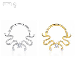 Pack of 5 – ASTM F136 Titanium Segment Ring – Scrollwork Solitaire – Natural Titanium / 18K Gold Plated – Natural Titanium and 18K Gold Plated – G23 ASTM F-136 Implant Grade