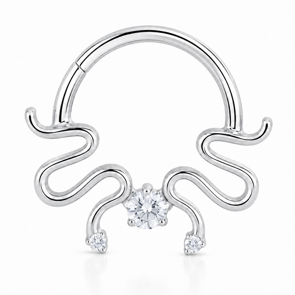 Pack of 5 – ASTM F136 Titanium Segment Ring – Natural Titanium Celestial, Sunray & Pavé Crystals