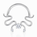 Pack of 5 – ASTM F136 Titanium Segment Ring – Natural Titanium Celestial, Sunray & Pavé Crystals