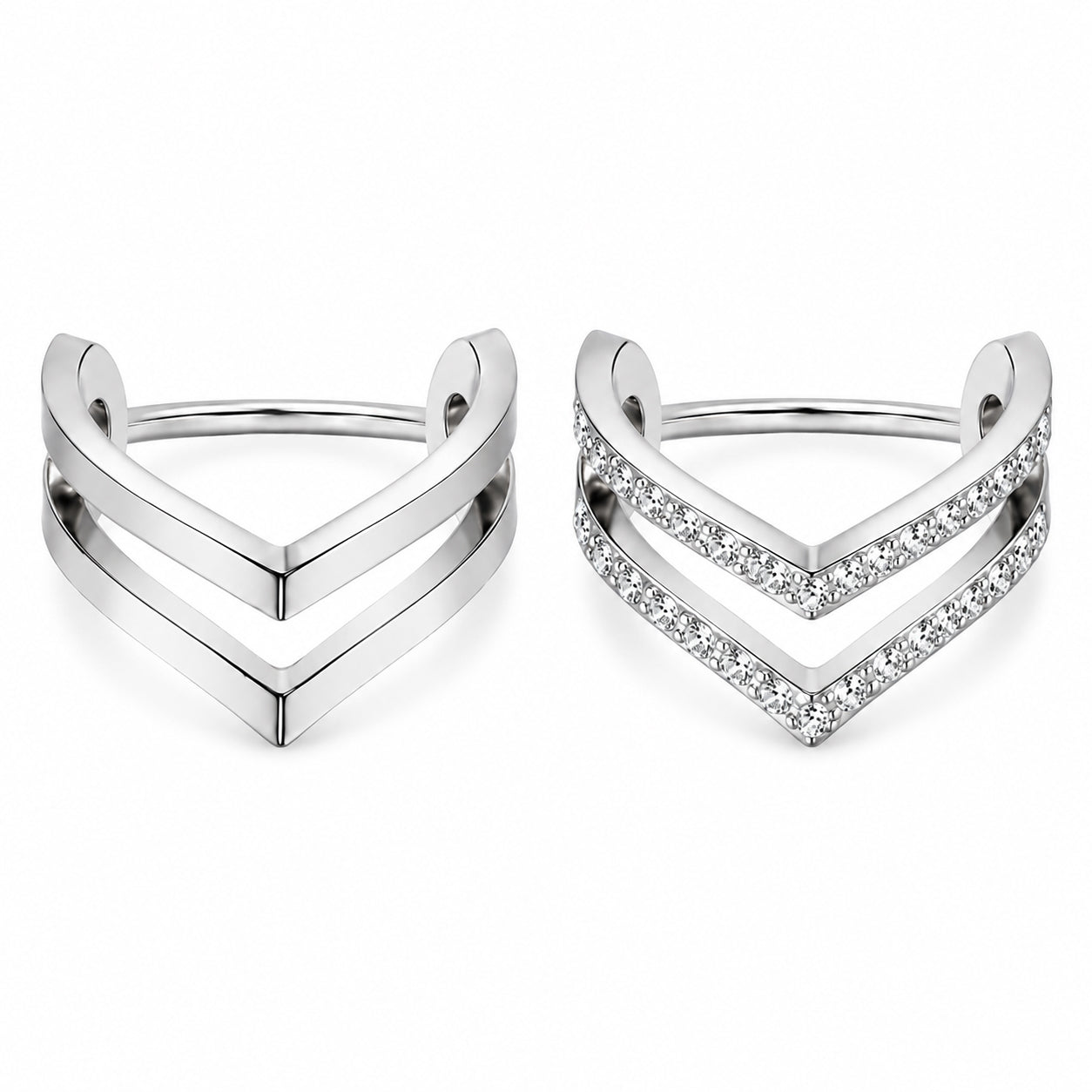 Pack of 5 – ASTM F136 Titanium Segment Ring – Natural Titanium Chevron, Antler & Crystal Crowns