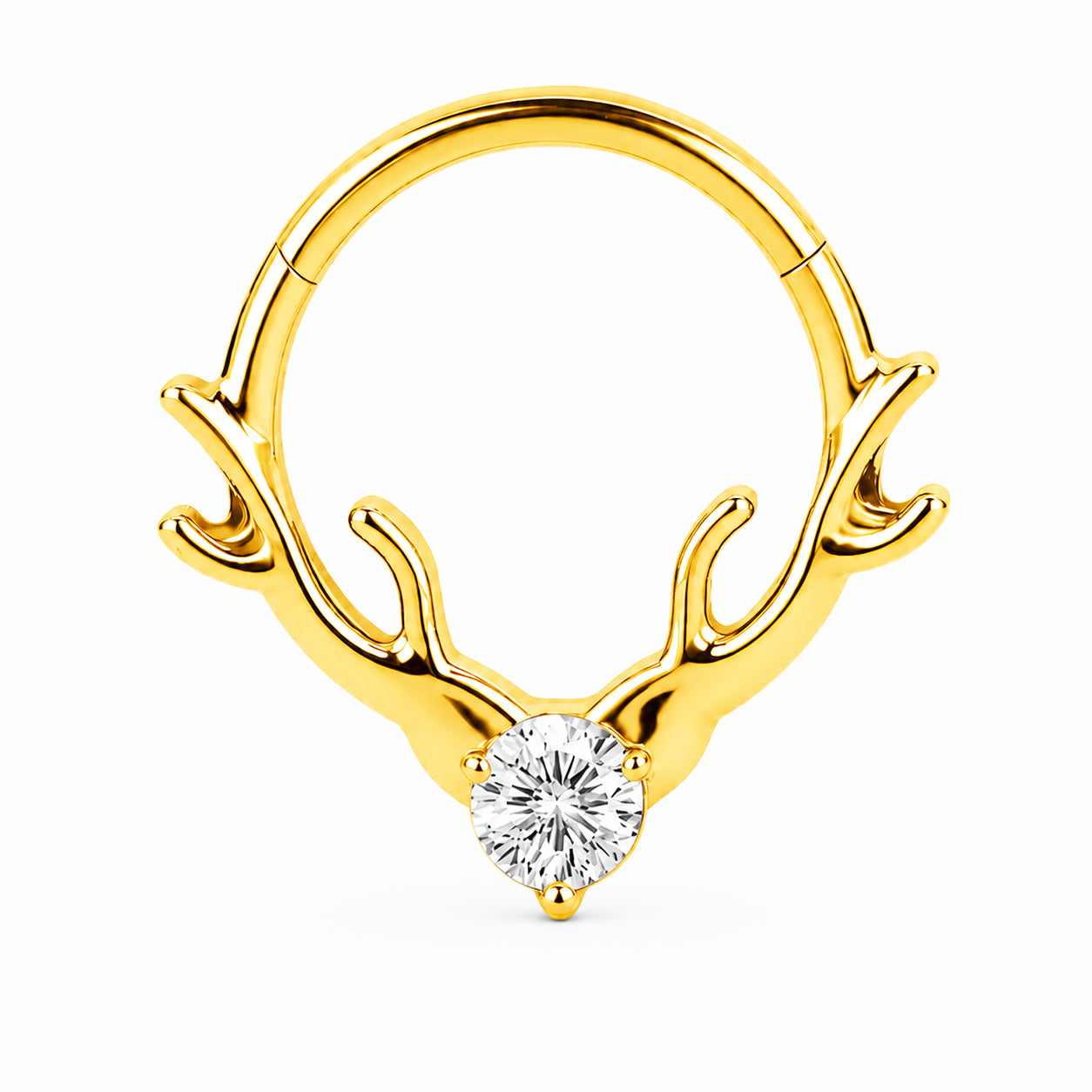 Pack of 5 – ASTM F136 Titanium Segment Ring – 18K Gold Plated Chevron, Antler & Crystal Crowns