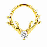 Pack of 5 – ASTM F136 Titanium Segment Ring – 18K Gold Plated Chevron, Antler & Crystal Crowns