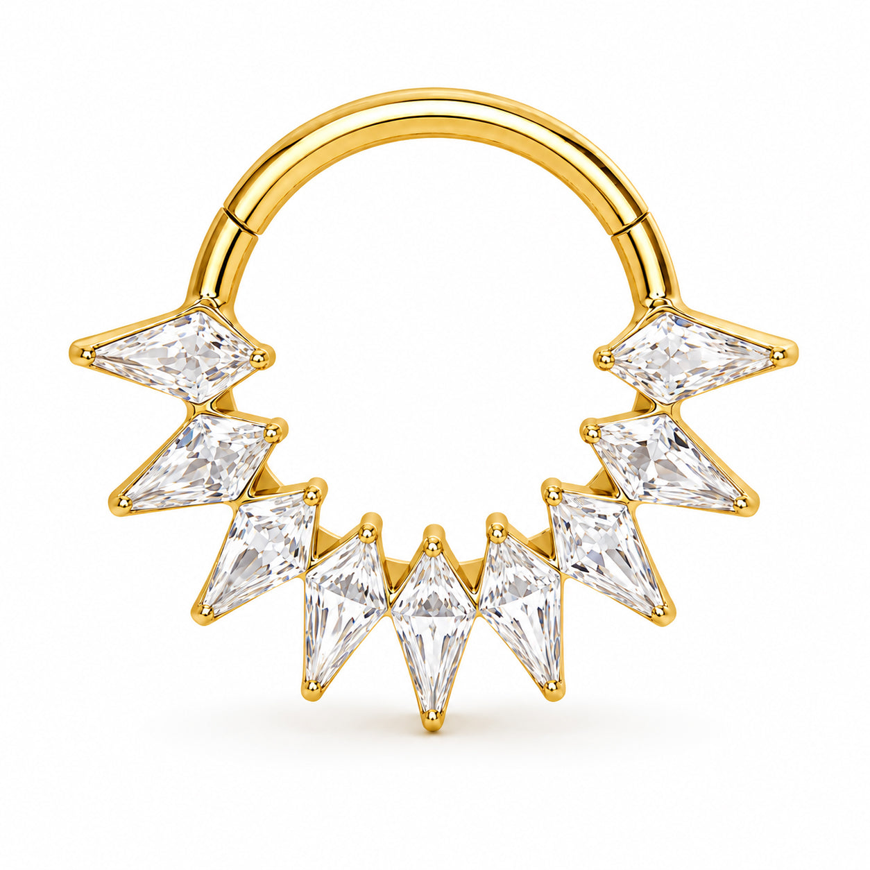 Pack of 5 – ASTM F136 Titanium Segment Ring – 18K Gold Plated Chevron, Antler & Crystal Crowns