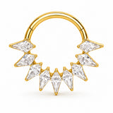 Pack of 5 – ASTM F136 Titanium Segment Ring – 18K Gold Plated Chevron, Antler & Crystal Crowns