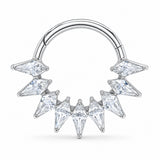 Pack of 5 – ASTM F136 Titanium Segment Ring – Natural Titanium Chevron, Antler & Crystal Crowns