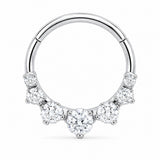 Pack of 5 – ASTM F136 Titanium Segment Ring – Natural Titanium Chevron, Antler & Crystal Crowns