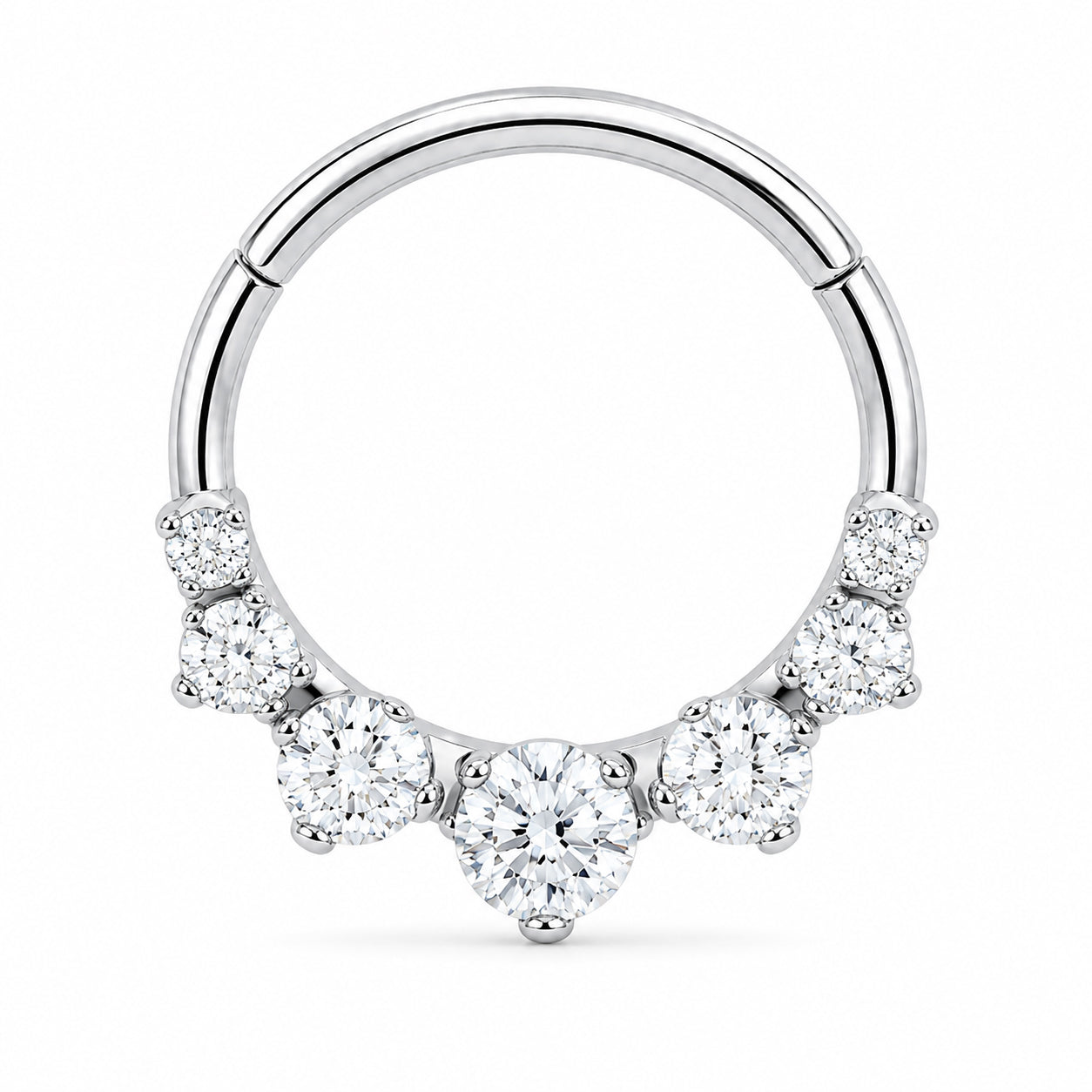 Pack of 5 – ASTM F136 Titanium Segment Ring – Natural Titanium Chevron, Antler & Crystal Crowns