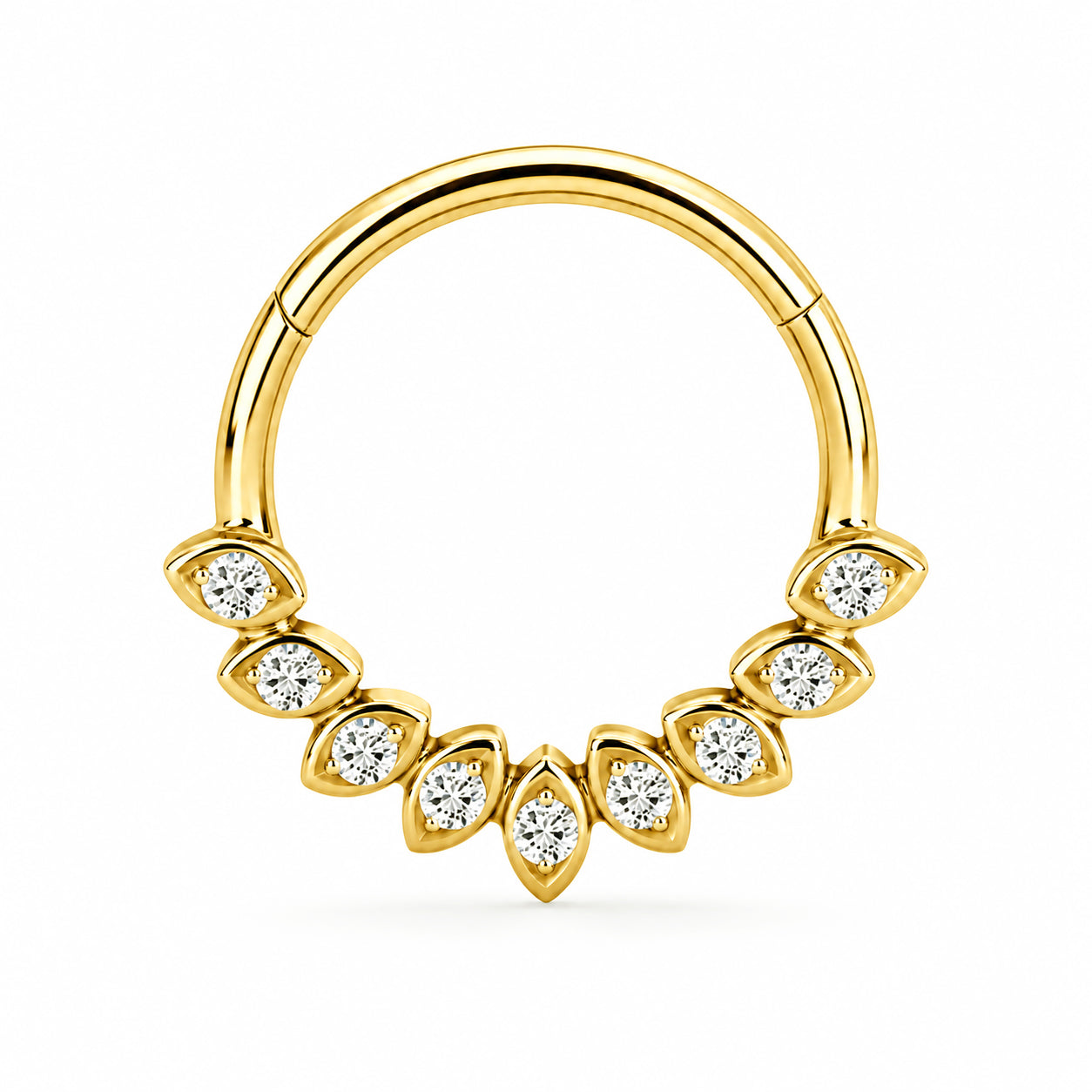 Pack of 5 – ASTM F136 Titanium Segment Ring – 18K Gold Plated Chevron, Antler & Crystal Crowns