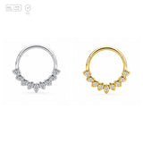 Pack of 5 – ASTM F136 Titanium Segment Ring – Bezel Leaf Garland – Natural Titanium / 18K Gold Plated – Natural Titanium and 18K Gold Plated – G23 ASTM F-136 Implant Grade
