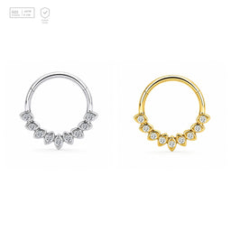 Pack of 5 – ASTM F136 Titanium Segment Ring – Bezel Leaf Garland – Natural Titanium / 18K Gold Plated – Natural Titanium and 18K Gold Plated – G23 ASTM F-136 Implant Grade