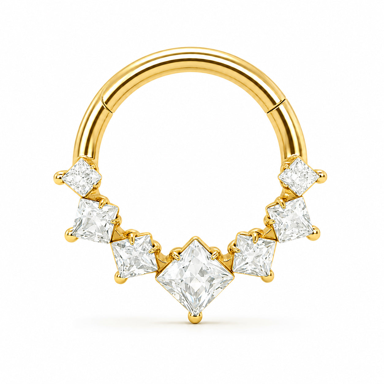 Pack of 5 – ASTM F136 Titanium Segment Ring – 18K Gold Plated Chevron, Antler & Crystal Crowns
