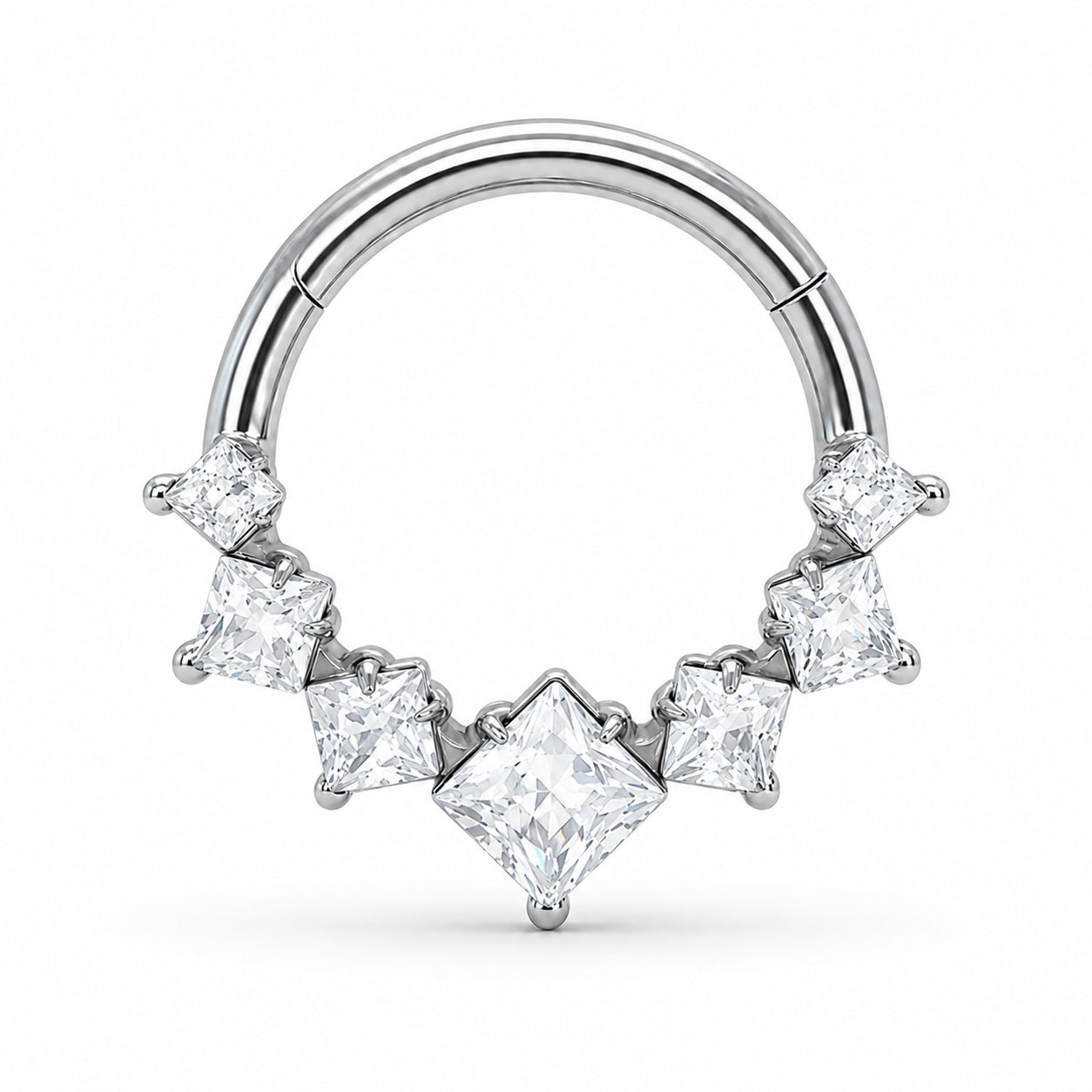 Pack of 5 – ASTM F136 Titanium Segment Ring – Natural Titanium Chevron, Antler & Crystal Crowns