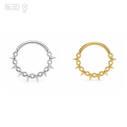 Pack of 5 – ASTM F136 Titanium Segment Ring – Spiked Link Garland – Natural Titanium / 18K Gold Plated – Natural Titanium and 18K Gold Plated – G23 ASTM F-136 Implant Grade