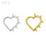 Pack of 5 – ASTM F136 Titanium Segment Ring – Spiked Heart Hoop – Natural Titanium / 18K Gold Plated – Natural Titanium and 18K Gold Plated – G23 ASTM F-136 Implant Grade