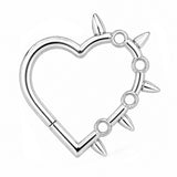 Pack of 5 – ASTM F136 Titanium Segment Ring – Natural Titanium Spiked Hearts, Dagger Fringe & Tribal Geometry