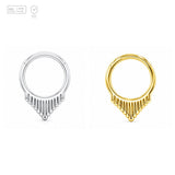 Pack of 5 – ASTM F136 Titanium Segment Ring – Temple Fan – Natural Titanium / 18K Gold Plated – Natural Titanium and 18K Gold Plated – G23 ASTM F-136 Implant Grade