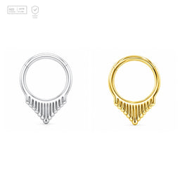 Pack of 5 – ASTM F136 Titanium Segment Ring – Temple Fan – Natural Titanium / 18K Gold Plated – Natural Titanium and 18K Gold Plated – G23 ASTM F-136 Implant Grade
