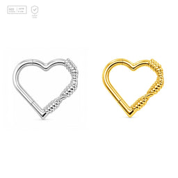 Pack of 5 – ASTM F136 Titanium Segment Ring – Twisted Bead Heart – Natural Titanium / 18K Gold Plated – Natural Titanium and 18K Gold Plated – G23 ASTM F-136 Implant Grade