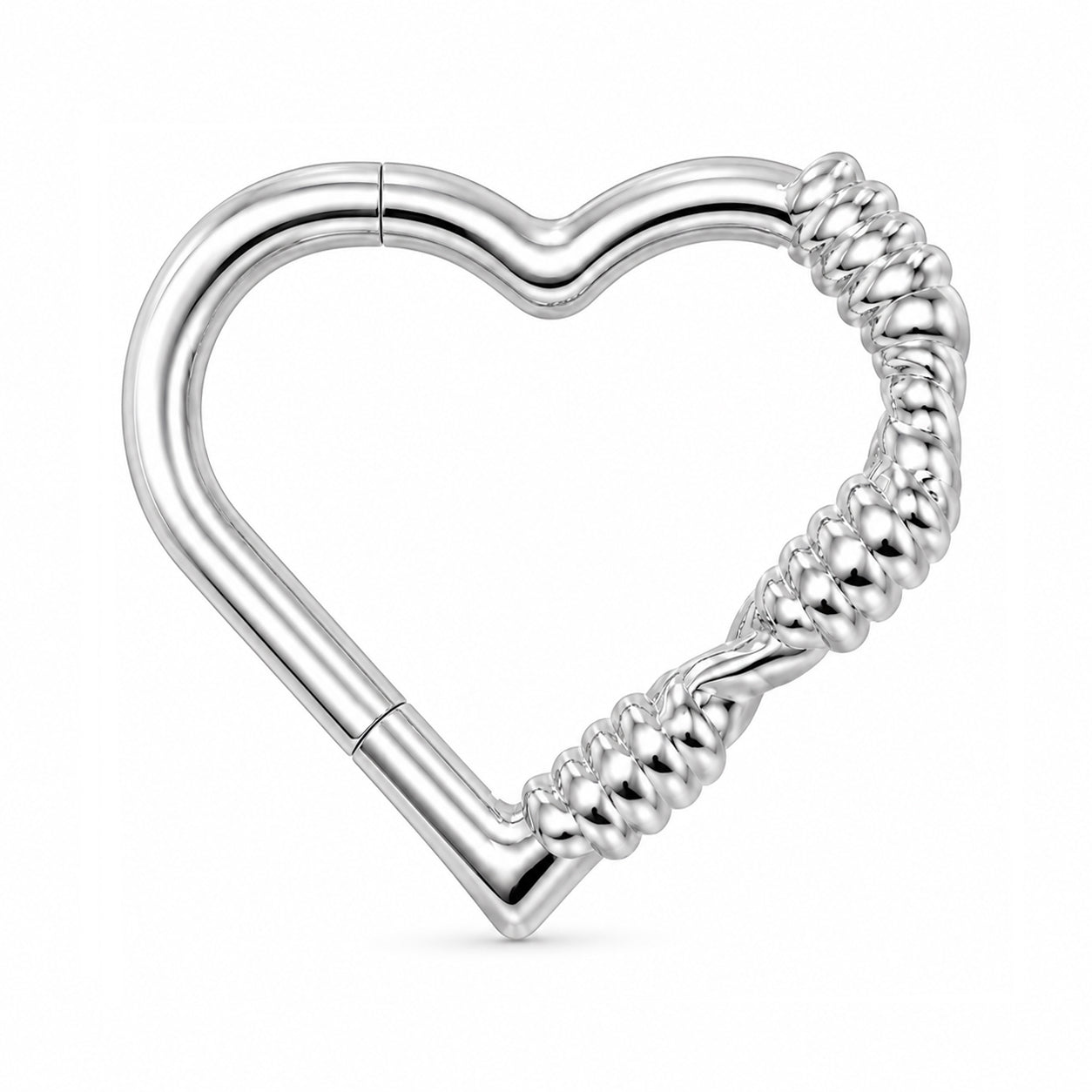 Pack of 5 – ASTM F136 Titanium Segment Ring – Natural Titanium Spiked Hearts, Dagger Fringe & Tribal Geometry