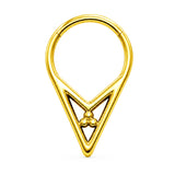 Pack of 5 – ASTM F136 Titanium Segment Ring – 18K Gold Plated Spiked Hearts, Dagger Fringe & Tribal Geometry