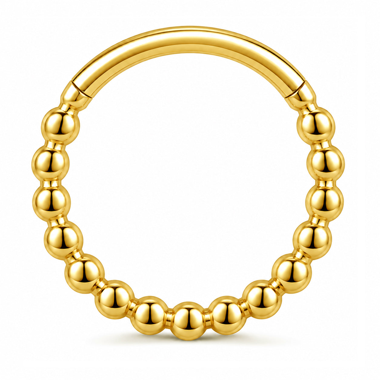 Pack of 5 – ASTM F136 Titanium Segment Ring – 18K Gold Plated Chevron, Ribbed Fan & Beaded Hoop