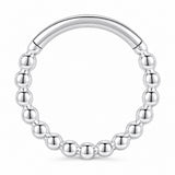 Pack of 5 – ASTM F136 Titanium Segment Ring – Natural Titanium Chevron, Ribbed Fan & Beaded Hoop
