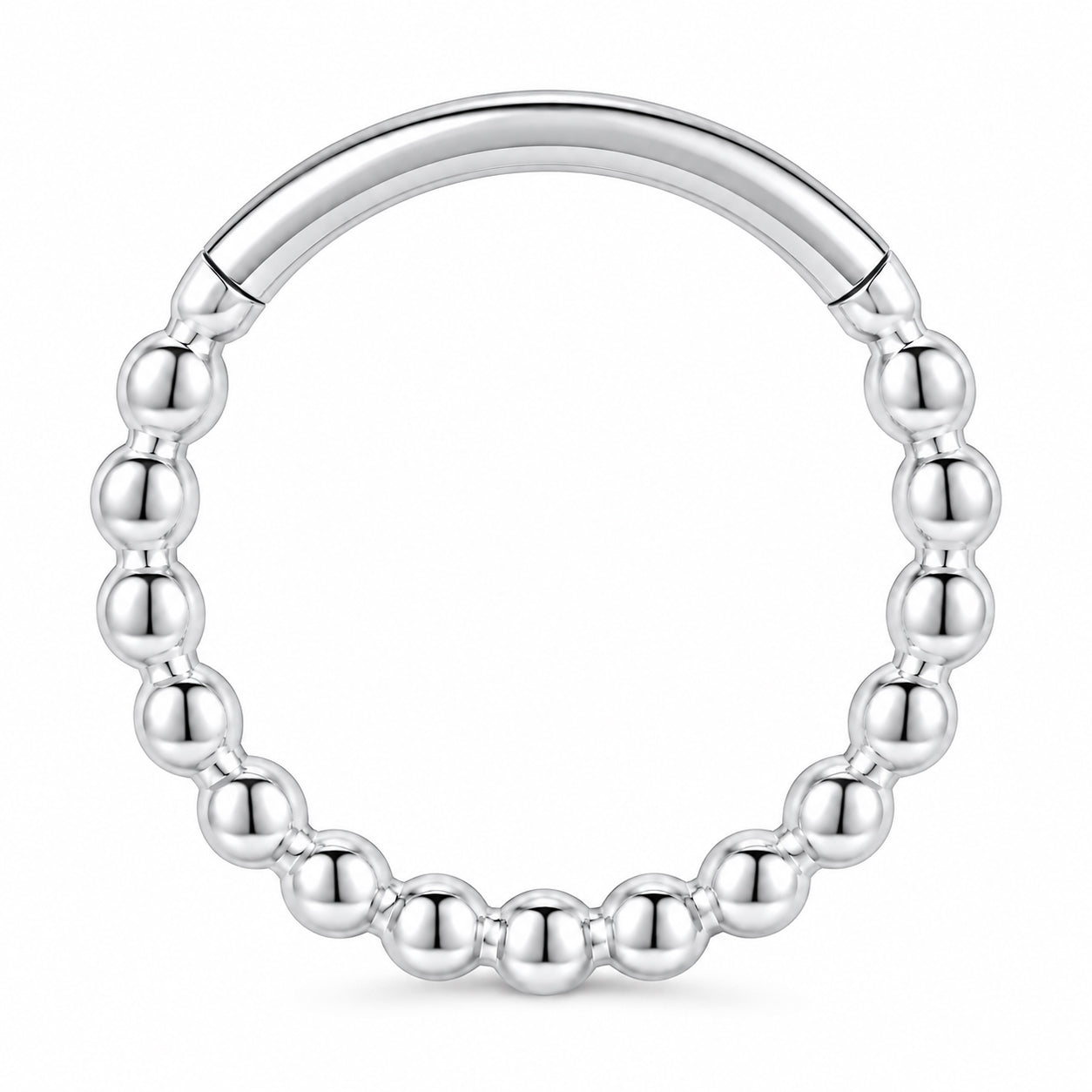 Pack of 5 – ASTM F136 Titanium Segment Ring – Natural Titanium Chevron, Ribbed Fan & Beaded Hoop