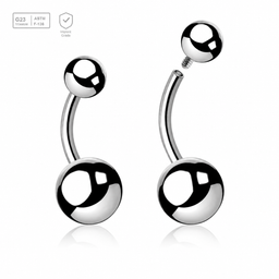 Pack of 5 high polished titanium internally threaded belly bananas, Thickness 1.6mm, Ball size 5 & 8mm