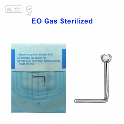 Sterilized body piercing pack of 5 Titanium G23 nose screws with 1.5mm prong set CZ stone, thickness 0.8mm