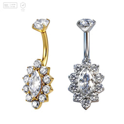 Pack of 5 G23 ASTM F136 Titanium Curved Barbell Banana | Zircon Vintage Body Piercing Navel Ring 8mm Model Belly Button