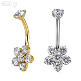 Pack of 5 G23 ASTM F136 Titanium Curved Barbell Banana | Gold Plated Zircon Belly Button Ring Navel Piercing