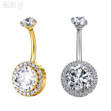 Pack of 5 G23 ASTM F136 Titanium Curved Barbell Banana | Belly Button Ring Round Gold Plated Zircon Navel Piercing